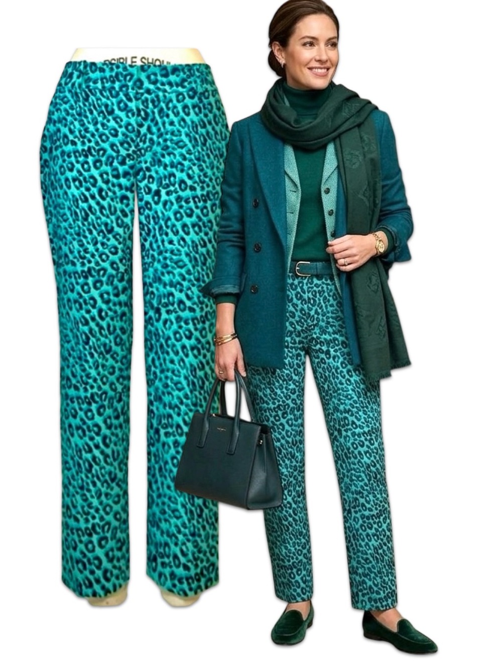 Ann Taylor Teal Leopard Print Trousers Size 0 Straight Leg Aqua Animal stretchy
